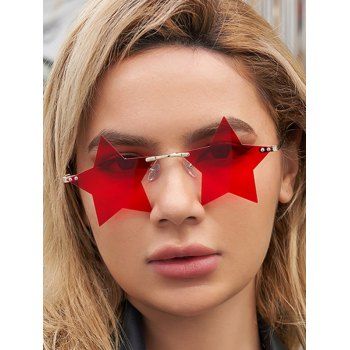 Fashion Women's Star Shape Party Rimless Sunglasses Red