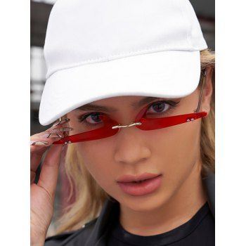 

Outdoor Sunglasses Irregular Rimless Rhinestone Vacation Sunglasses, Red