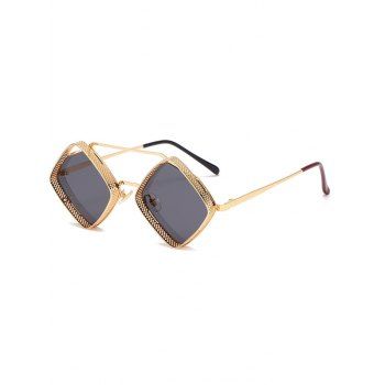 

Punk Streetwear Hollow Out Metal Frame Rhombus Sunglasses, Gray