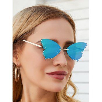 

Trendy Sunglasses Rhinestone Butterfly Shaped Sunglasses Streetwear Sunglasses, Blue