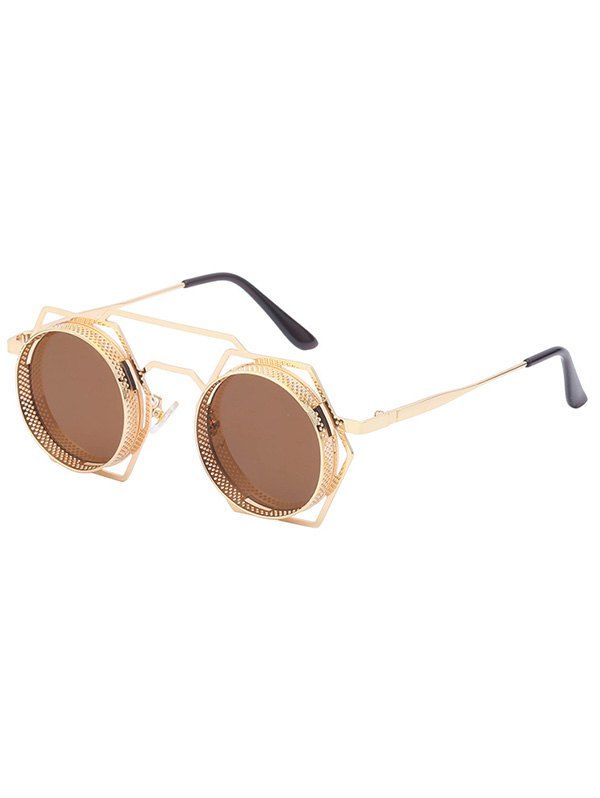 Unisex Sunglasses Geometric-shaped Cut Out Streetwear Sunglasses - LIGHT COFFEE 