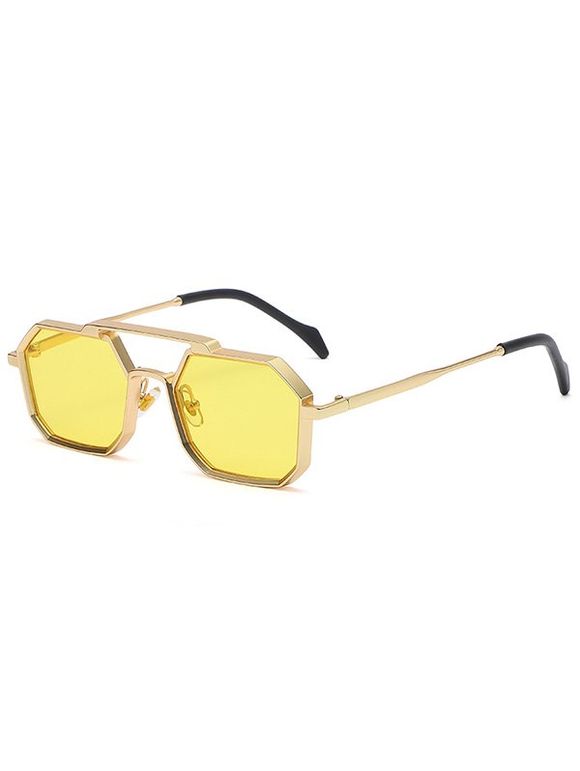 Lunettes Solaires en Forme de Polygone avec Monture en Métal Style Punk - Jaune 