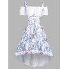 Robe Mi-Longue de Vacances de Cocktail à Imprimé Cachemire à Epaule Dénudée à Lacets - multicolor D L