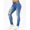 Skinny Jeans Ripped Jeans Frayed Hem Pockets Zipper Fly Trendy Distressed Denim Pants - LIGHT BLUE XL