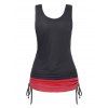 Gothic Tank Top Contrast Colorblock Skull Bat Printed Cinched Lace Up Summer Casual Tank Top - RED M