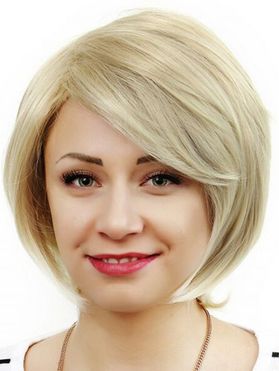Short Side Bang Straight Bob Wig Capless Heat Resistant Synthetic Wig