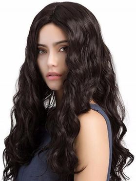 Wavy Wig Solid Color Wig Middle Part Heat Resistance Synthetic Long Hair
