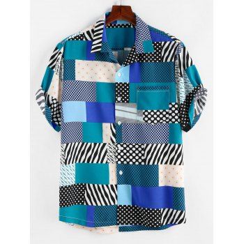 

Bohemian Shirt Geometric Print Shirt Turn Down Collar Button-up Casual Vacation Shirt, Multicolor