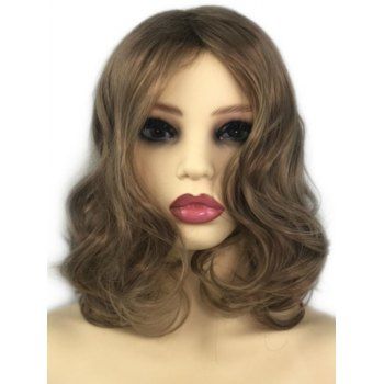

Trendy Wig Medium Wig Middle Part Wavy Heat Resistance Synthetic Hair, Coffee
