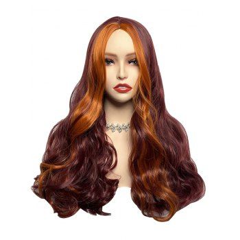

Wavy Wig Highlight Wig Long Middle Part Elegance Heat Resistance Synthetic Hair, Multicolor b