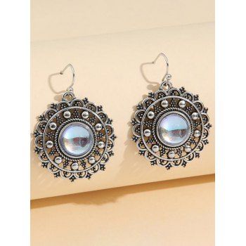 

Vintage Earrings Hollow Out Flower Round Shape Aolly Hook Drop Earrings, Silver