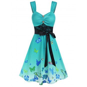 Casual Dress Butterfly Print F