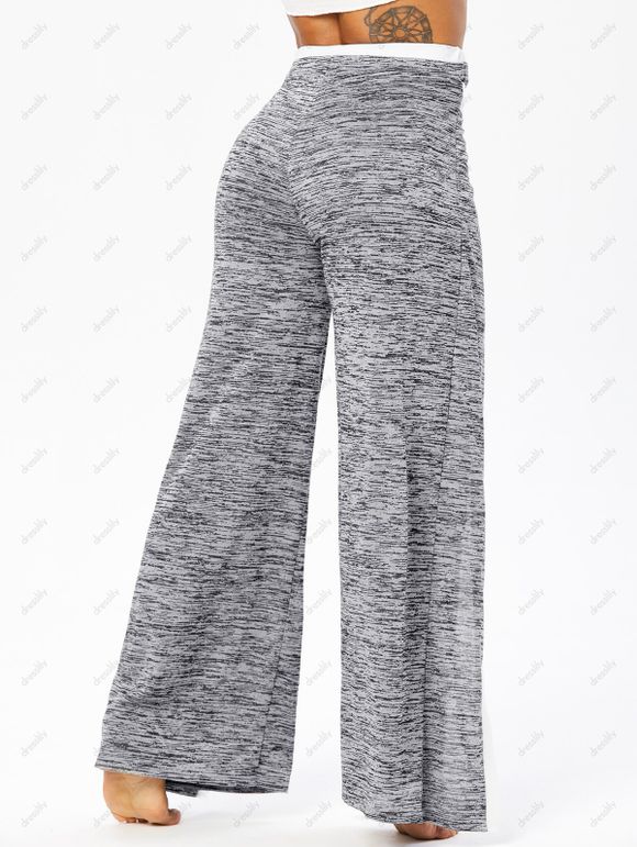 Pantalon de Sport Décontracté Contrasté Chiné Imprimé à Taille Elastique avec Nœud Papillon - Gris S