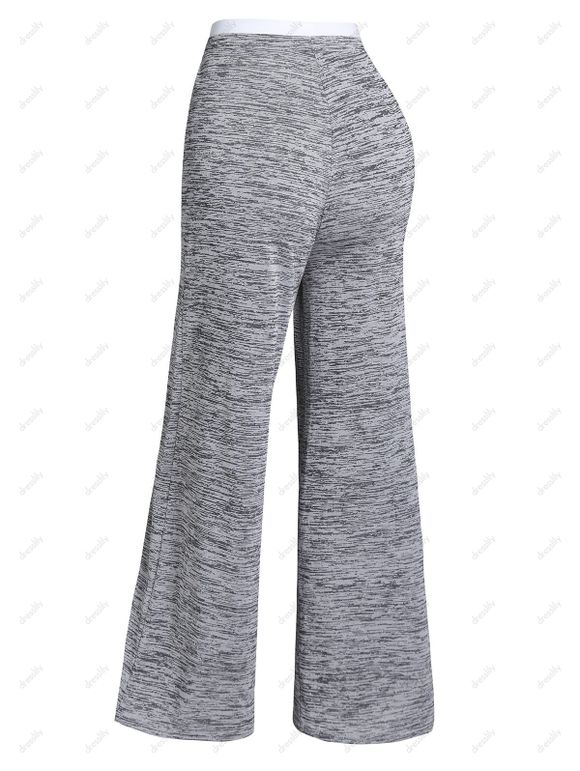 Pantalon de Sport Décontracté Contrasté Chiné Imprimé à Taille Elastique avec Nœud Papillon - Gris S