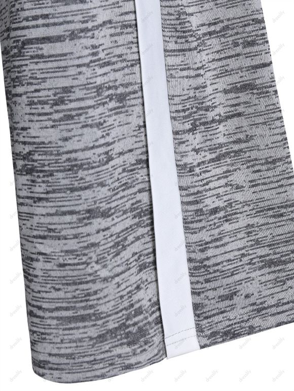 Pantalon de Sport Décontracté Contrasté Chiné Imprimé à Taille Elastique avec Nœud Papillon - Gris S