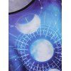 Ensemble T-shirt à Imprimé Éclipses de Lune et Galaxie 3D et Legging Corsaire - Bleu profond S