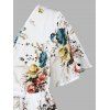 Robe Longue Cache-Cœur Haute Basse Florale Grande Taille - Blanc L