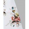 Robe Longue Cache-Cœur Haute Basse Florale Grande Taille - Blanc L