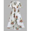 Robe Longue Cache-Cœur Haute Basse Florale Grande Taille - Blanc 4X