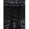 Robe D'Eté Décontractée Haute Basse Superposée Imprimée à Lacets - Noir XXXL
