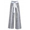 Pantalon de Sport Décontracté Contrasté Chiné Imprimé à Taille Elastique avec Nœud Papillon - Gris M