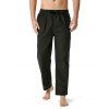 Pantalon Décontracté Long à Jambe Droite en Couleur Unie avec Poches - Noir S