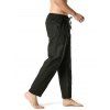 Pantalon Décontracté Long à Jambe Droite en Couleur Unie avec Poches - Noir XL