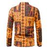 Ethnic Shirt African Print Shirt Lace Up Stand Collar Long Sleeve Casual Shirt - ORANGE XXL