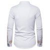 Chemise Décontractée Vintage Boutonnée Contrastée Manches Longues à Col Debout - Blanc XXL