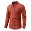 Chemise Décontractée à Imprimé Vintage Partout à Manches Longues à Lacets - Vert XXL