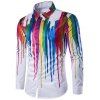Chemise Décontractée à Imprimé Peinture Colorée Boutonnée à Manches Longues - Blanc S