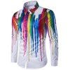 Colorful Striped Painting Print Shirt Long Sleeve Button Up Casual Shirt - WHITE XXL