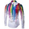 Colorful Striped Painting Print Shirt Long Sleeve Button Up Casual Shirt - WHITE XXL