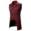 Gilet Motif de Cachemire Vintage à Double Boutonnage à Col Revers - Rouge Vineux M