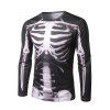 T-shirt Décontracté Gothique à Imprimé 3D Squelette à Manches Longues - Noir L