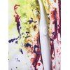 Chemise Décontractée à Imprimé Peinture Graffiti Colorée Abstraite avec Bouton Caché à Manches Longues - Blanc XXL