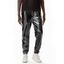 Pantalon de Soirée Métallisé Brillant Imprimé Taille à Cordon - Noir XXL