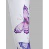 Legging Corsaire D'Eté à Imprimé Papillon à Taille Haute - Violet clair XXXL