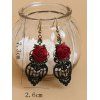 Gothic Drop Earrings Rose Hollow Out Lace Vintage Earrings - BLACK 
