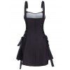 Celestial Sun Moon Print Mini Dress Lace Up A Line Dress D Ring Backless Dress - BLACK XXL