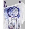 Vacation Feather Sunflower Print Dream Catcher T Shirt and Cinched Cami Top Two Piece Set - PURPLE L
