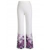 Pantalon Décontracté Long à Imprimé Papillon Jambe Large à Taille Haute Elastique - Blanc XL