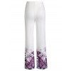 Pantalon Décontracté Long à Imprimé Papillon Jambe Large à Taille Haute Elastique - Blanc XXL
