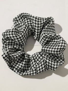 Vintage Houndstooth Allover Print Scrunchie Elastic Hair Band Hair Accessory
