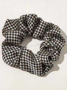 Vintage Houndstooth Allover Print Scrunchie Elastic Hair Band Hair Accessory