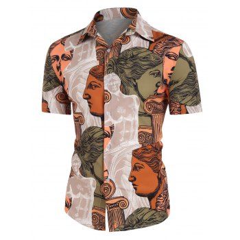 

Casual Shirt Historical Character Printed Turn Down Collar Short Sleeve Summer Button-up Shirt, Multicolor