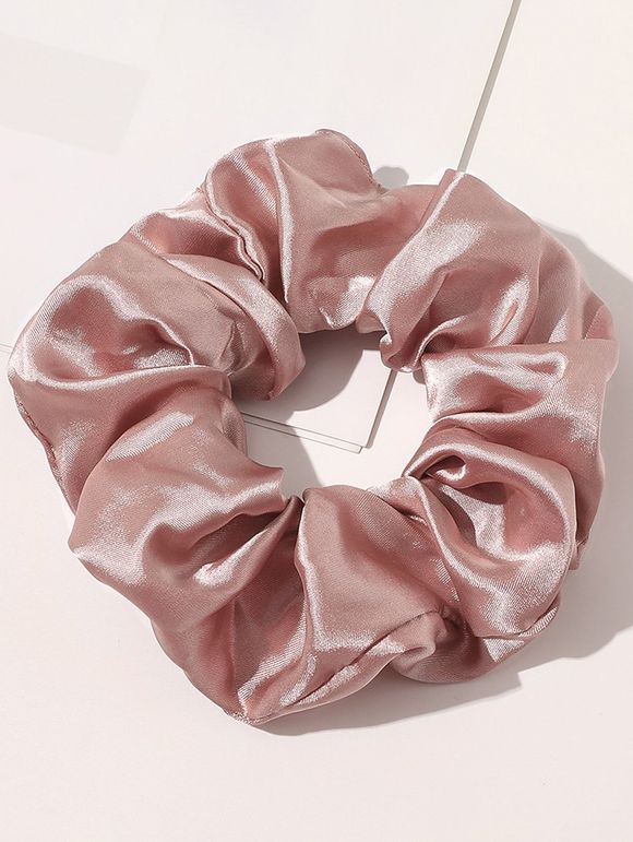 Chouchou Simple Élastique pour Cheveux en Satin Étanche Couleur Unie - Rose clair 