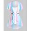 Ombre Rainbow Print Pastel Short Sleeve Top And Basic Pure Color Camisole Two Piece Set - multicolor XXL