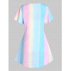 Ombre Rainbow Print Top Pure Color Camisole Two Piece Top and Lace Up Crop Leggings Summer Outfit - multicolor S