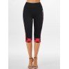 Plaid Print Mock Button Crisscross Faux Twinset T Shirt And High Waist Capri Leggings Set Summer Outfit - multicolor S